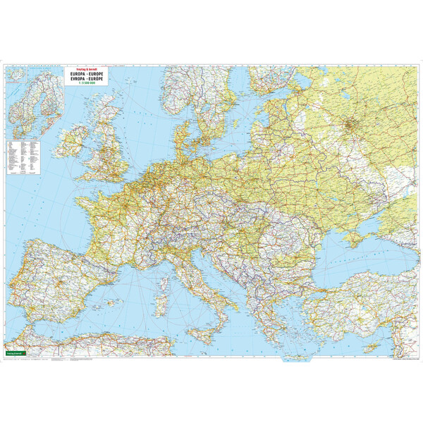 freytag & berndt Kontinentkarta Europa fysiskt XL