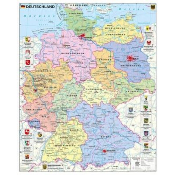 Stiefel Karta Deutschland politisch mit Wappen