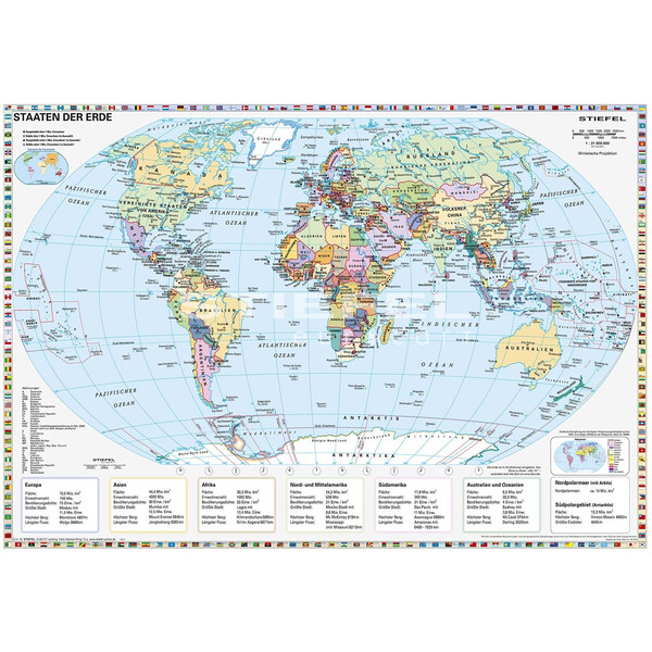 Stiefel Världskarta Staaten der Erde (95 x 66 cm)