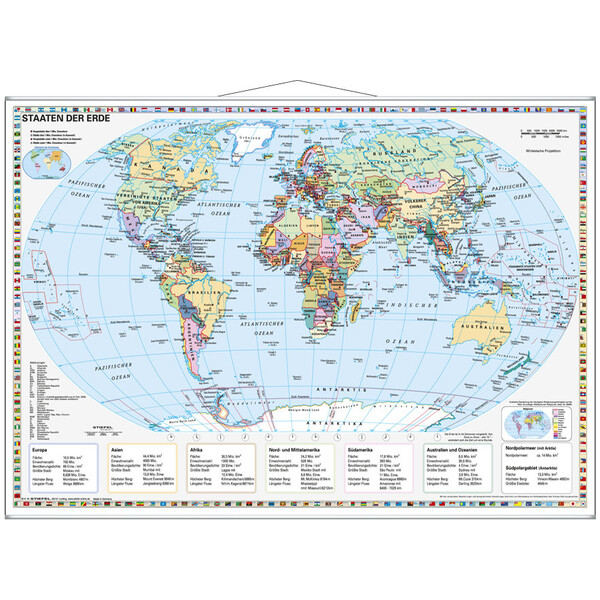 Stiefel Världskarta Staaten der Erde (95 x 66 cm)