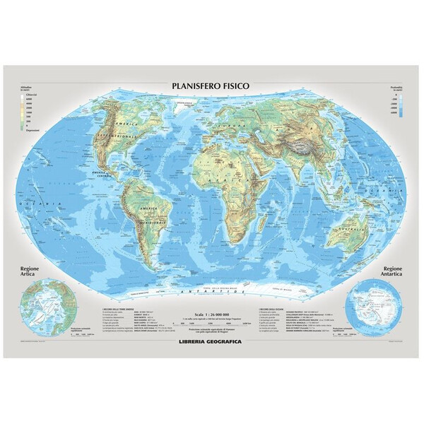 Libreria Geografica Världskarta Planisfero fisico e politico