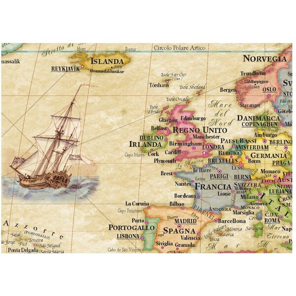 Libreria Geografica Världskarta Planisfero Anticato