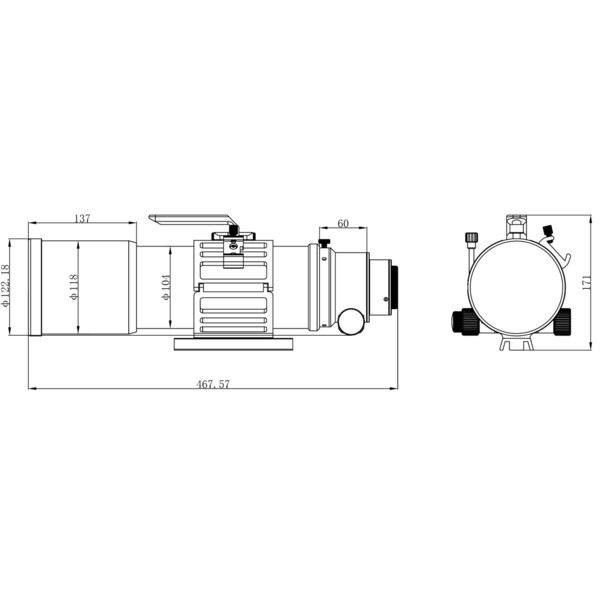 Omegon Apokromatisk refraktor Pro APO AP 94/517 Triplet ED OTA