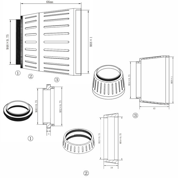 Omegon Apokromatisk Refraktor Pro APO AP 72/400 Kvintupel OTA