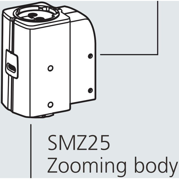 Nikon Stereohuvud SMZ25, motoriserad, parallelloptik, akromat, zoomhuvud, bino, 6,3-157,5x, klickstopp, förhållande 25:1, 15°