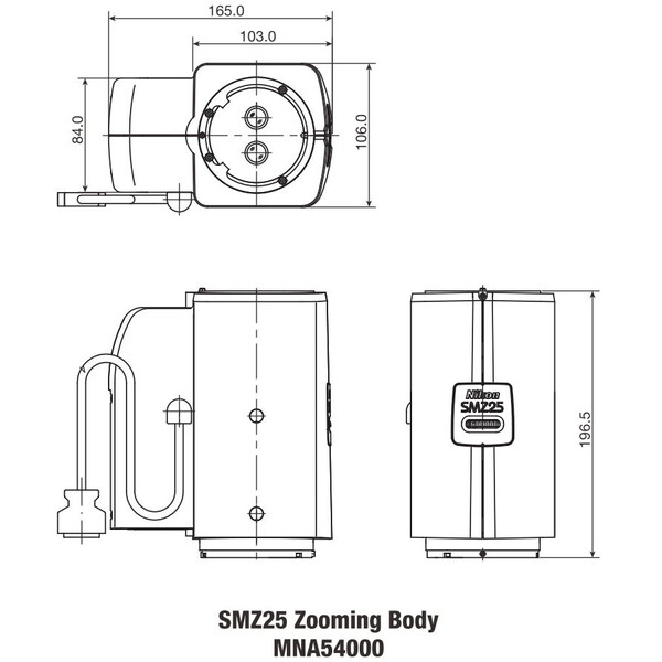 Nikon Stereohuvud SMZ25, motoriserad, parallelloptik, akromat, zoomhuvud, bino, 6,3-157,5x, klickstopp, förhållande 25:1, 15°