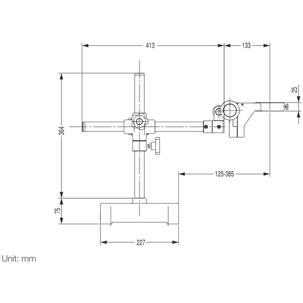 Nikon Zoom-stereomikroskop SMZ460, bino, 0,7x-3x, 60°, FN21, B.D.100mm, enarmsstativ