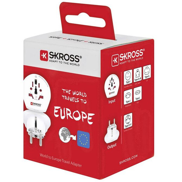 Skross Strömförsörjningsenhet Reseadapter World till Europe