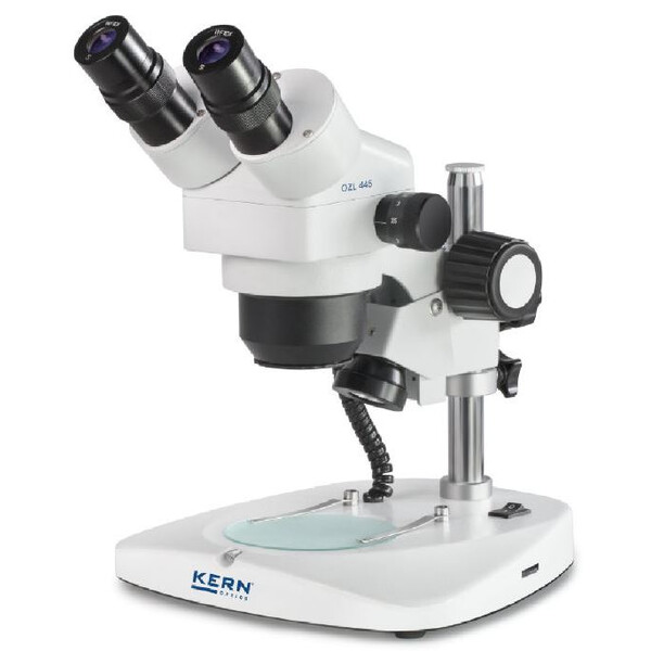 Kern Zoom-stereomikroskop OZL 445, Greenough, pelare, bino, 0,75-3,6x,10x/21, 0,35W LED