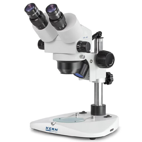 Kern Zoom-stereomikroskop OZL 451, Greenough, Pelare, bino, 0,75-5,0x, 10x/23, 10W Hal