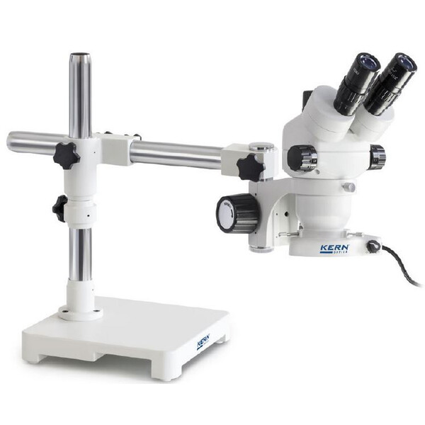 Kern Zoom-stereomikroskop OZM 903, trino, 7x-45x, HSWF10x23mm, stativ, enarmad (430 mm x 385 mm) med bordsskiva, ringljus LED 4,5 W