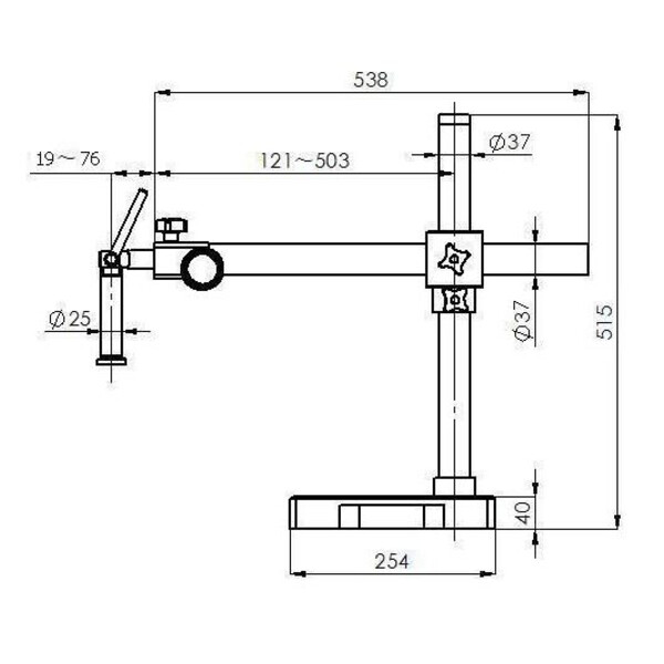 Kern Zoom-stereomikroskop OZM 912, bino, 7x-45x, HSWF 10x23 mm, Stativ, enkel arm (430 mm x 385 mm) m. bordsskiva, Ringlampor LED 4,5 W