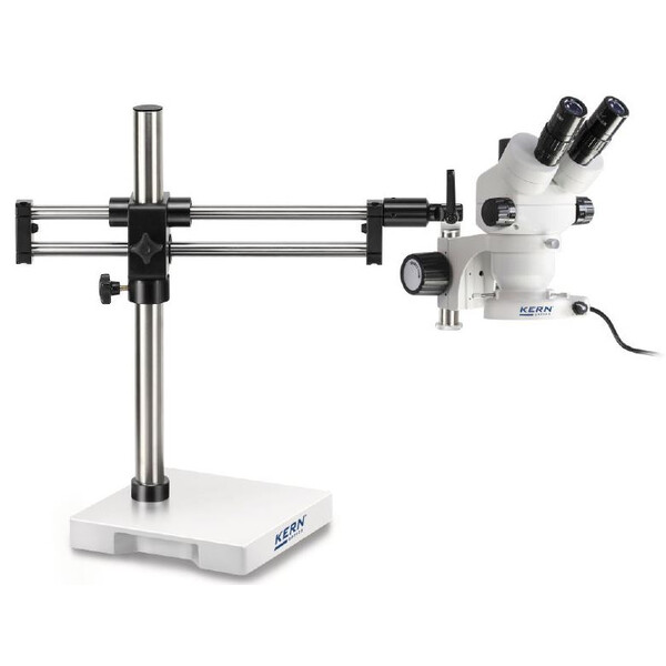 Kern Zoom-stereomikroskop OZM 932, bino, 7-45x, HSWF 10x23 mm, Stativ dubbelarm, 430x480 mm, m. bordsskiva, Ringlampor LED 4,5 W