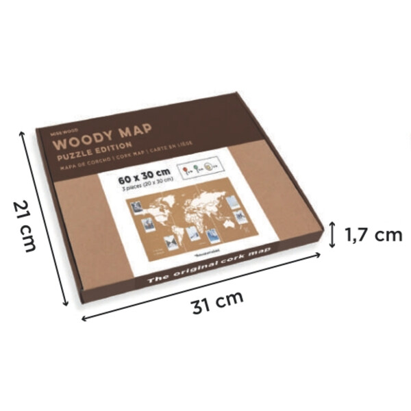 Miss Wood Världskarta Puzzle Map M - White