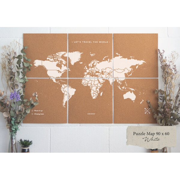 Miss Wood Världskarta Puzzle Map XL - White