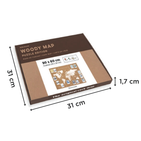 Miss Wood Världskarta Puzzle Map XL - White