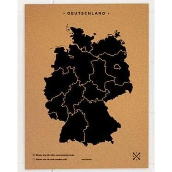 Miss Wood Karta Woody Map Countries Deutschland Cork L black (60 x 45 cm)