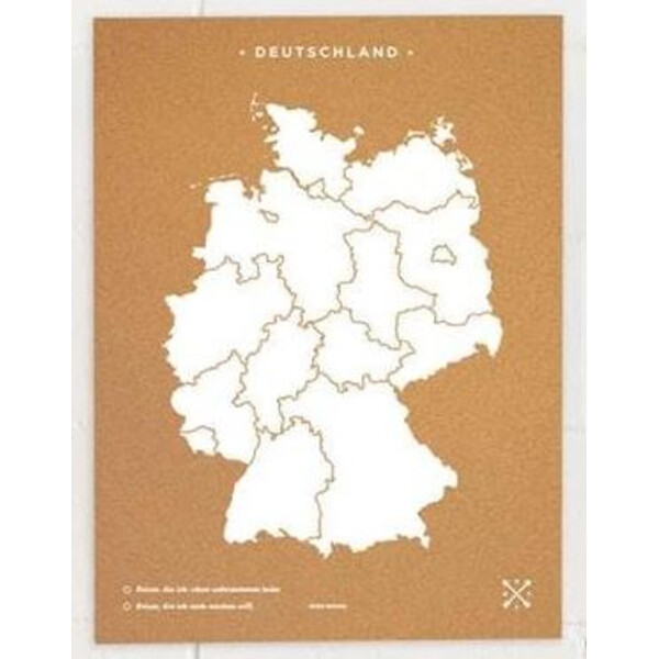 Miss Wood Karta Woody Map Countries Deutschland Cork L white (60 x 45 cm)