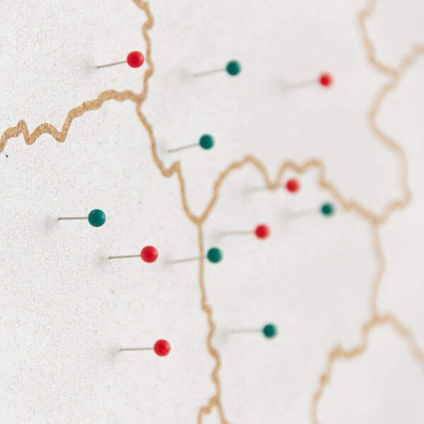 Miss Wood Karta Woody Map Countries Deutschland Cork L white (60 x 45 cm)