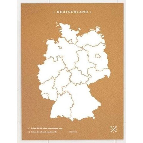 Miss Wood Karta Woody Map Countries Deutschland Cork XL white (60 x 90 cm)