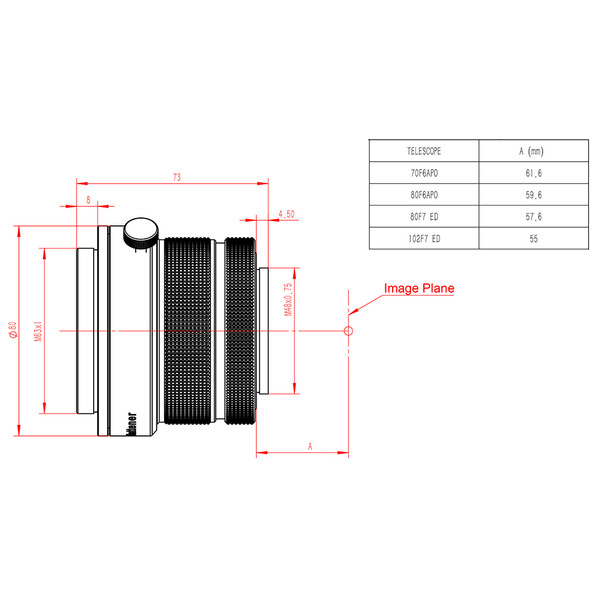 Tecnosky Adjustable Flattener Reducer FF 0.8x