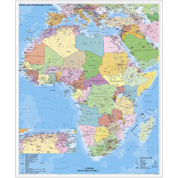 Stiefel Kontinentkarta Afrika politiskt med postnummer på platta för stift och magnetisk