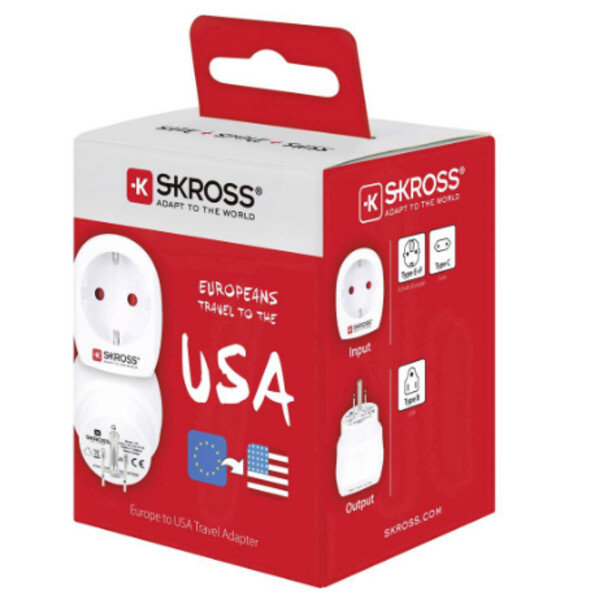 Skross Strömförsörjningsenhet Reseadapter Europe till USA
