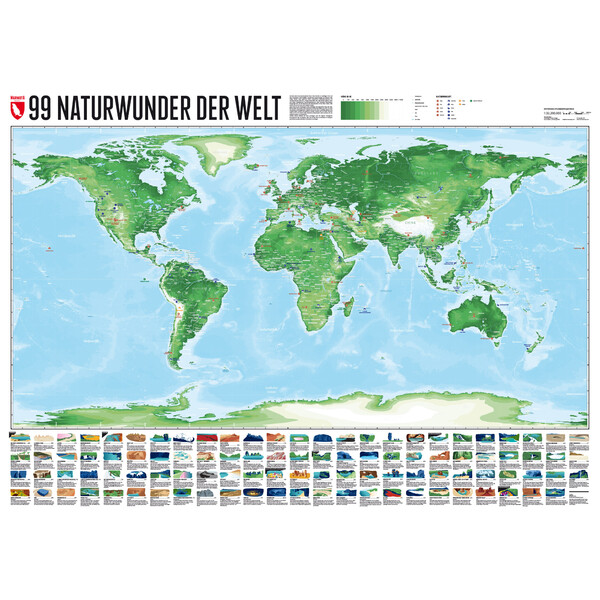 Marmota Maps Världskarta 99 Naturwunder (200x140)