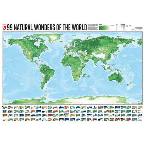 Marmota Maps Världskarta 99 Naturral Wonders (100x70)