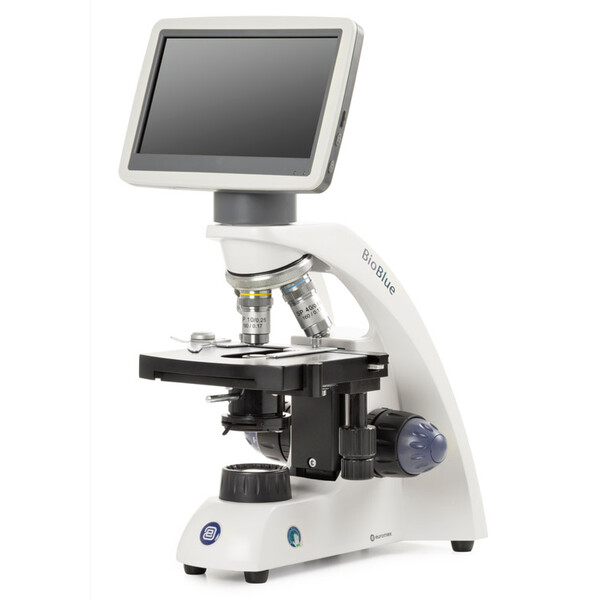 Euromex Mikroskop BioBlue, BB.4220-LCD, 7 tums LCD-skärm, SMP Objektiv 4/10/S40x, DIN, 40x - 400x, 10x/18, LED, 1W, Korsbord