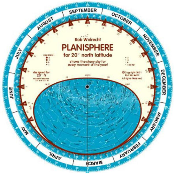 Rob Walrecht Stjärnkarta Planisphère 20°N 25cm