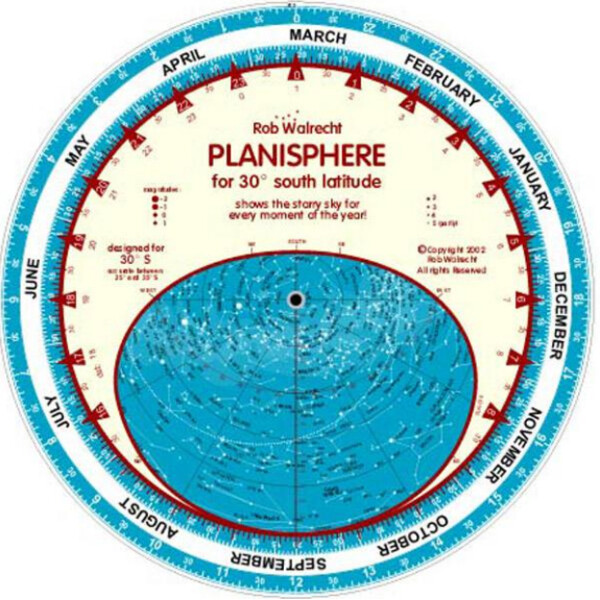 Rob Walrecht Stjärnkarta planisferio 30°S 25cm