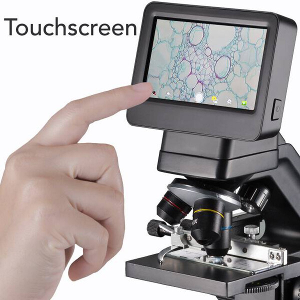 Bresser Biolux Touch, skärm, 30x-1125x, AL/DL, LED, 5 MP, HDMI, mikroskop för skola och hobby