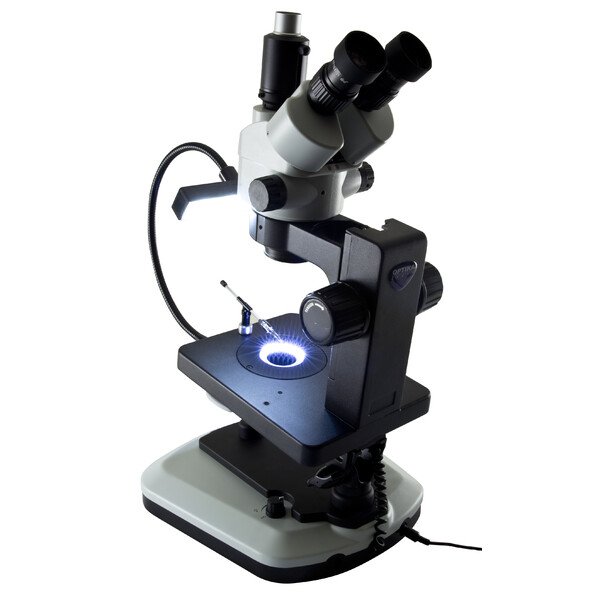 Optika Zoom-stereomikroskop OPTIGEM-20 trino, BF, DF, Greenough, w.d. 100mm, 10x/21mm, 0,7x-4,5x