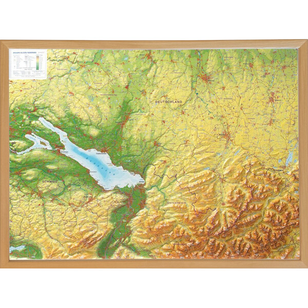 Georelief Regionkarta Allgäu Bodensee 3D Reliefkarte (77 x 57 cm)