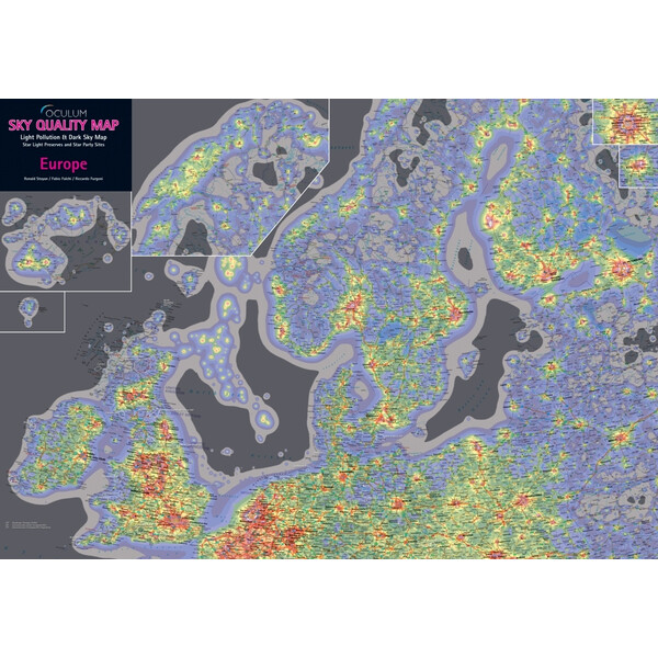 Oculum Verlag Kontinentkarta Sky Quality Map Europe