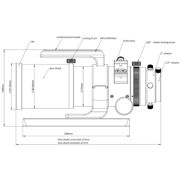 Omegon Apokromatisk refraktor Pro APO AP 61/360 Triplet ED OTA