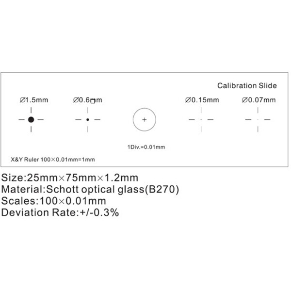 ToupTek Kalibreringsslider, rutnät (X&Y) 1mm/100 Div.x0.01mm