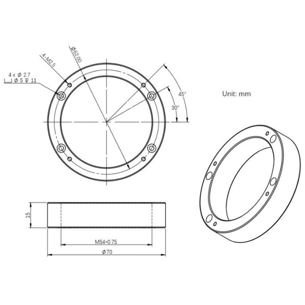 ZWO Adapter D70-M54F