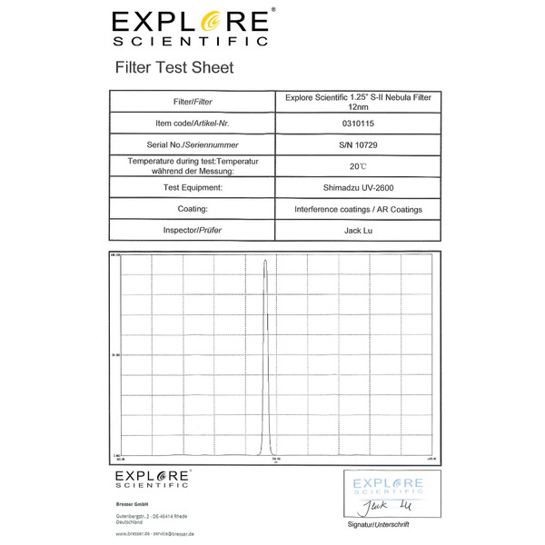 Explore Scientific Filter SII 12nm 1,25"