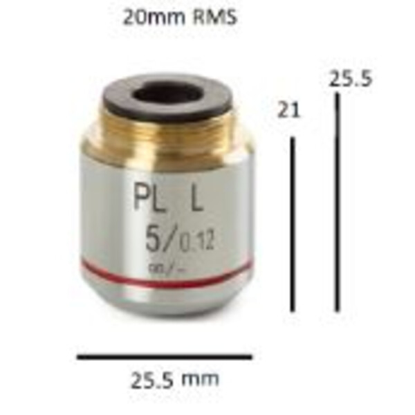 Euromex Objektiv B+W.8105, Plan PL 5x/0,12, B.D. 26,1 mm, oändligt (bScope)