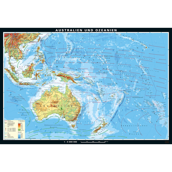 PONS Regionkarta Australien och Oceanien fysiskt (233 x 158 cm)