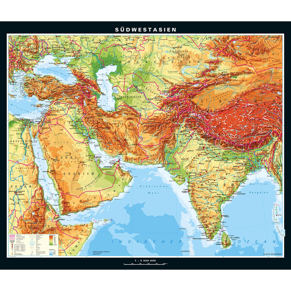 PONS Regionkarta Sydvästasien fysiskt (205 x 172 cm)