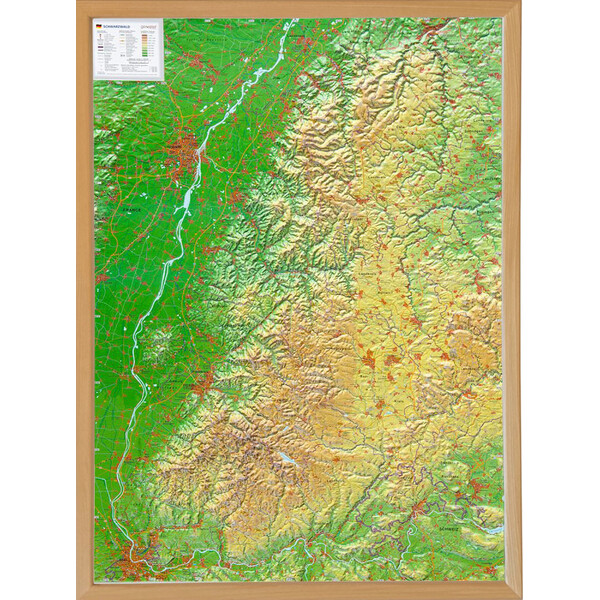 Georelief Regionkarta Schwarzwald