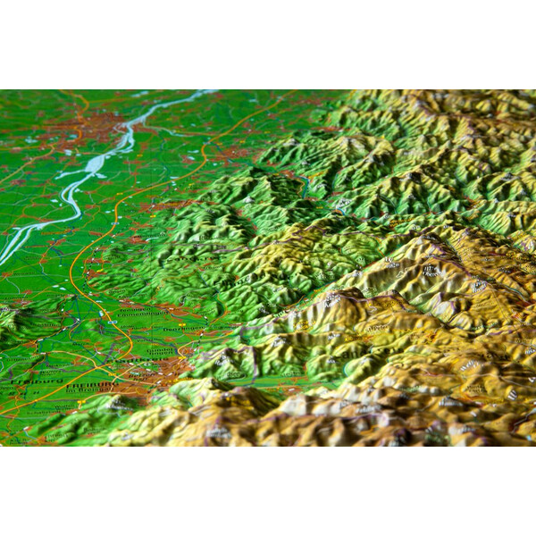 Georelief Regionkarta Schwarzwald