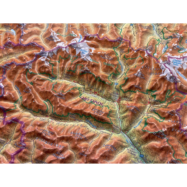 Georelief Regionkarta Tyrolen (77 x 57 cm) 3D reliefkarta