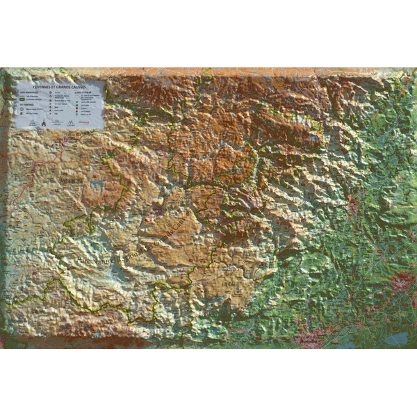 3Dmap Regionkarta Cévennes och Grands Causses