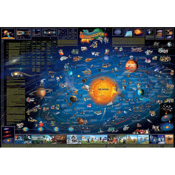 Dino Maps Poster Das Sonnensystem für Kinder mit Aufhängung