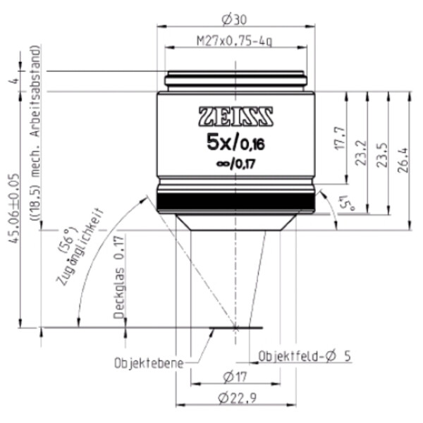 ZEISS Objektiv Mål EC Plan-Neofluar, 5x/0,16 wd= 8,5mm