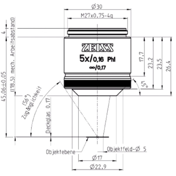 ZEISS Objektiv EC Plan-Neofluar, Ph1 5x/0,16 wd=18,5mm